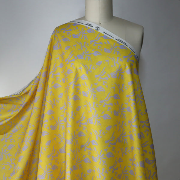 Artlux ~ 'Calla - Yellow & Lavender' Luxury Cotton Lawn ~ Made in Italy